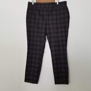 Hilary Radley Women’s Plaid Pull On Pants XL Black Gray Stretch Office Pants